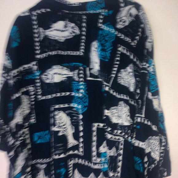 King Size Dark Blue & White with Fish Logo Men's Shirt 5XL - Picture 5 of 9